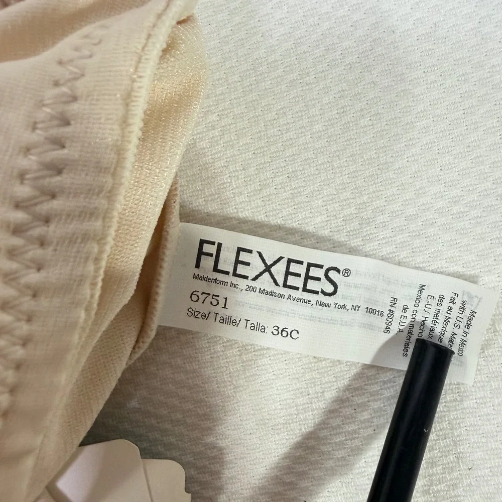 Flexees Maidenform 6751 Nude Firm Control Full Shapewear Slip Bra 36C NWT